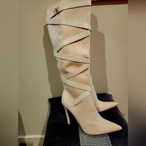 Elegant Cream Knee-High Women's Boots